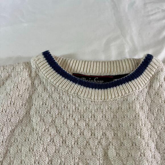 Vtg Y2K 2000s White Blue Nordic Fair Isle Winter Print Pullover Sweater - Picture 2 of 7